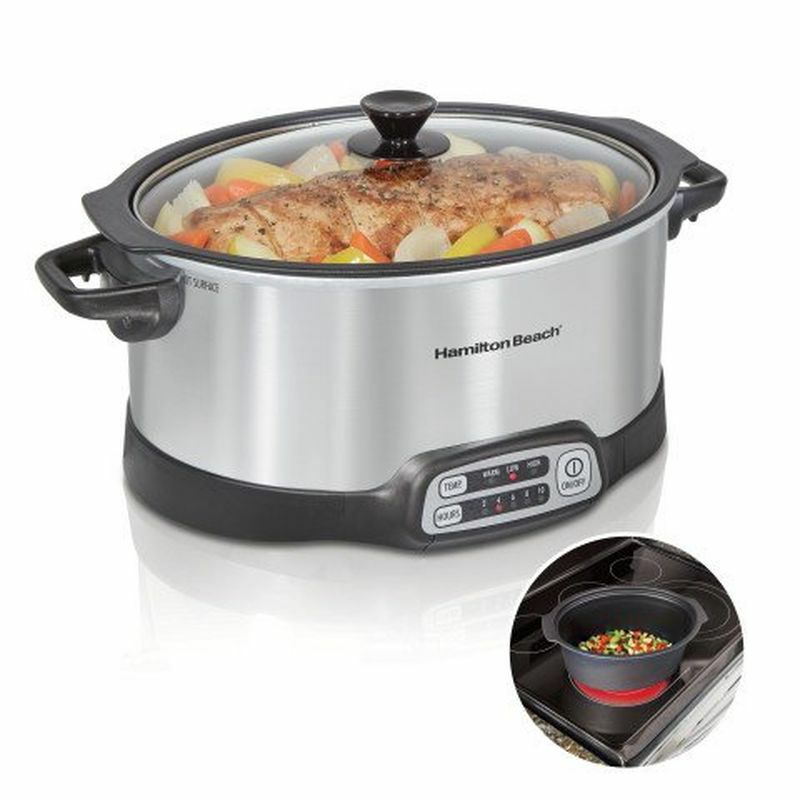 ハミルトンビーチスロークッカーグルメ鍋5.6LHamiltonBeachSet'nForgetProgrammableSlowCookerWithTemperatureProbe,6-Quart(33969A)