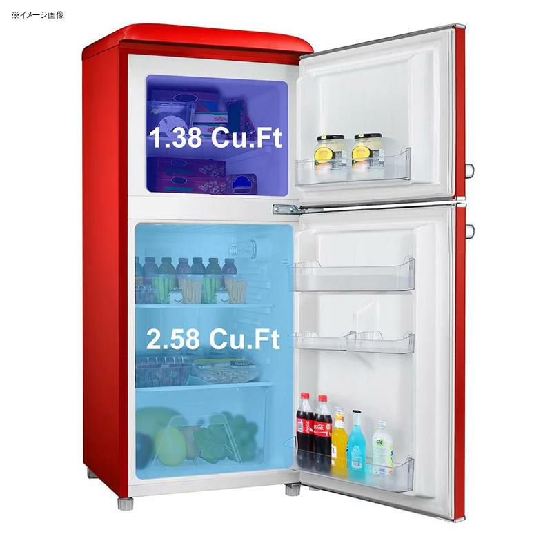 冷蔵庫冷凍庫113L2ドアレトロ4.0cu.ft.RetroMiniRefrigeratorwithDualDoorTrueFreezerinRedbyGalanz家電