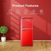 冷蔵庫冷凍庫113L2ドアレトロ4.0cu.ft.RetroMiniRefrigeratorwithDualDoorTrueFreezerinRedbyGalanz家電