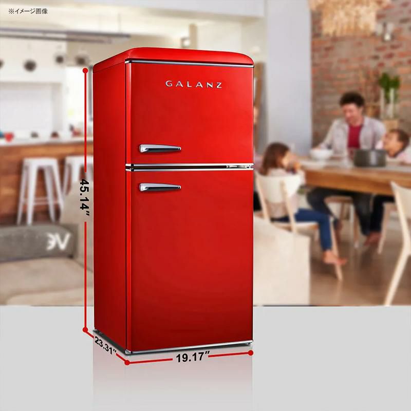 冷蔵庫冷凍庫113L2ドアレトロ4.0cu.ft.RetroMiniRefrigeratorwithDualDoorTrueFreezerinRedbyGalanz家電