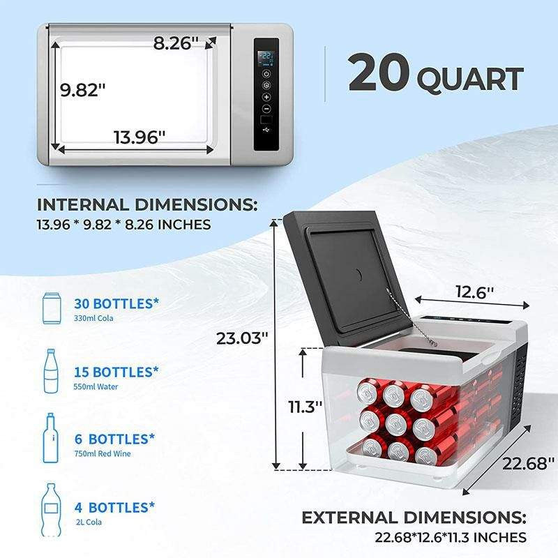 ポータブル冷蔵庫冷凍庫18L持ち運びフリーザー車載旅行キャンプアウトドアF40C4TMPPortableRefrigeratorFreezer20Quart12VoltCarFreezerRefrigerator18L(-7.6?~50?)with12/24VDCPortableCarFridge家電