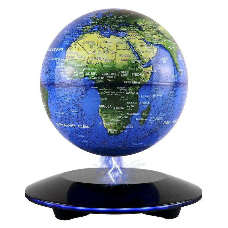 地球儀浮遊直径14cmLEDライト付きフローティンググローブMagneticGlobeLevitationFloatingRotatingWirelessTransmissionTouchControl6-inchBlueGlobeLEDAdjustment