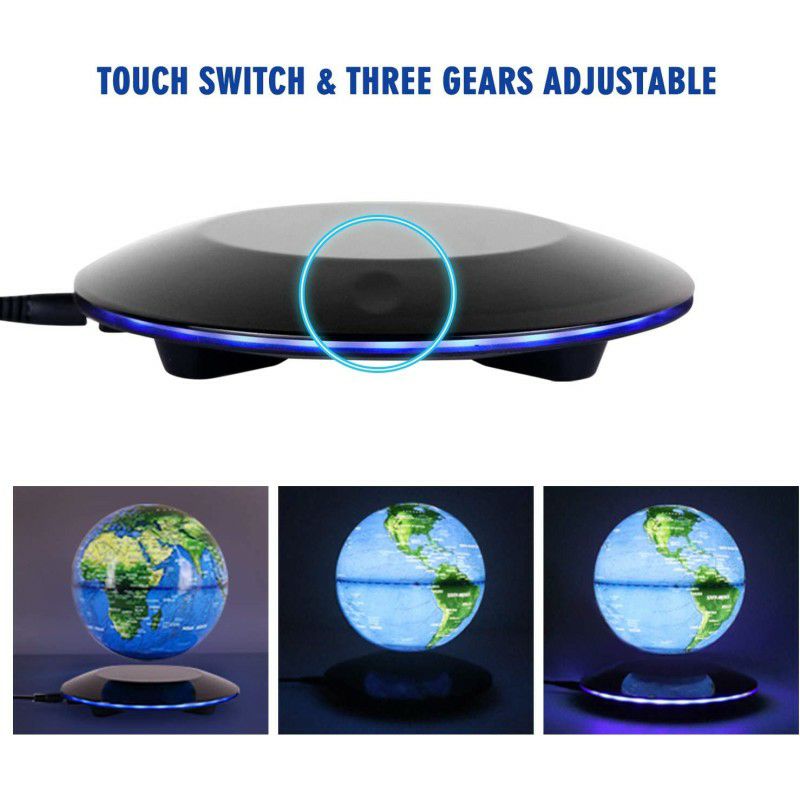 地球儀浮遊直径14cmLEDライト付きフローティンググローブMagneticGlobeLevitationFloatingRotatingWirelessTransmissionTouchControl6-inchBlueGlobeLEDAdjustment