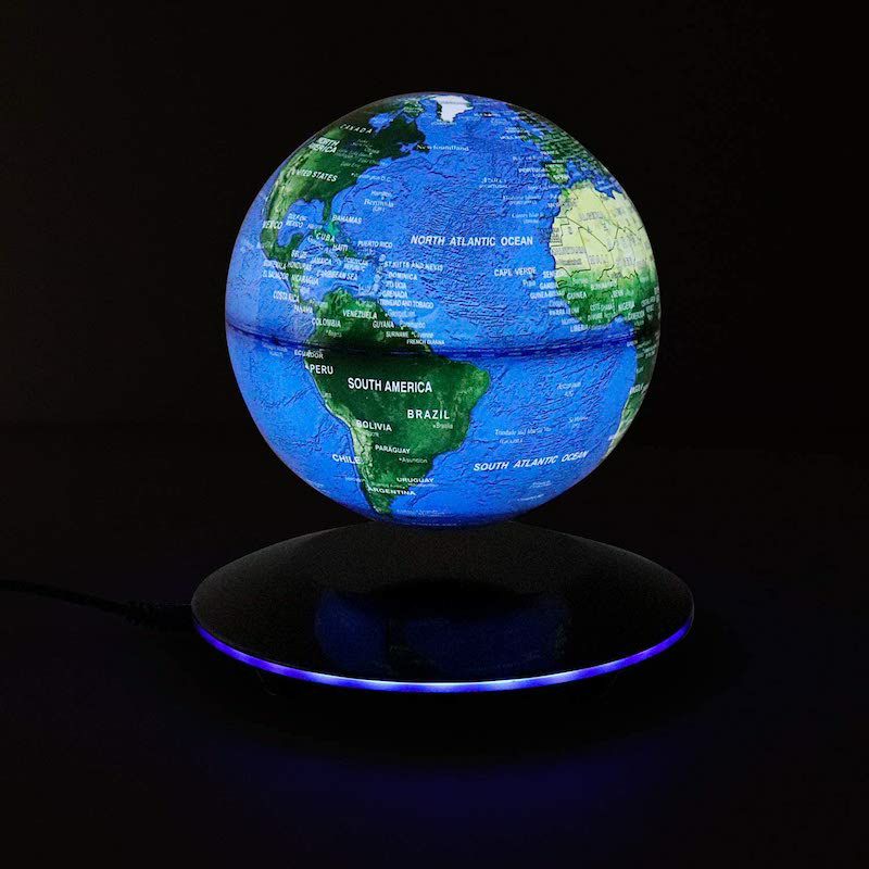 地球儀浮遊直径14cmLEDライト付きフローティンググローブMagneticGlobeLevitationFloatingRotatingWirelessTransmissionTouchControl6-inchBlueGlobeLEDAdjustment