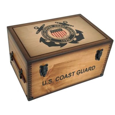 木箱アメリカ製コーストガード沿岸警備隊フットロッカーボックスRelicWoodCoastGuardKeepsakeFootlocker