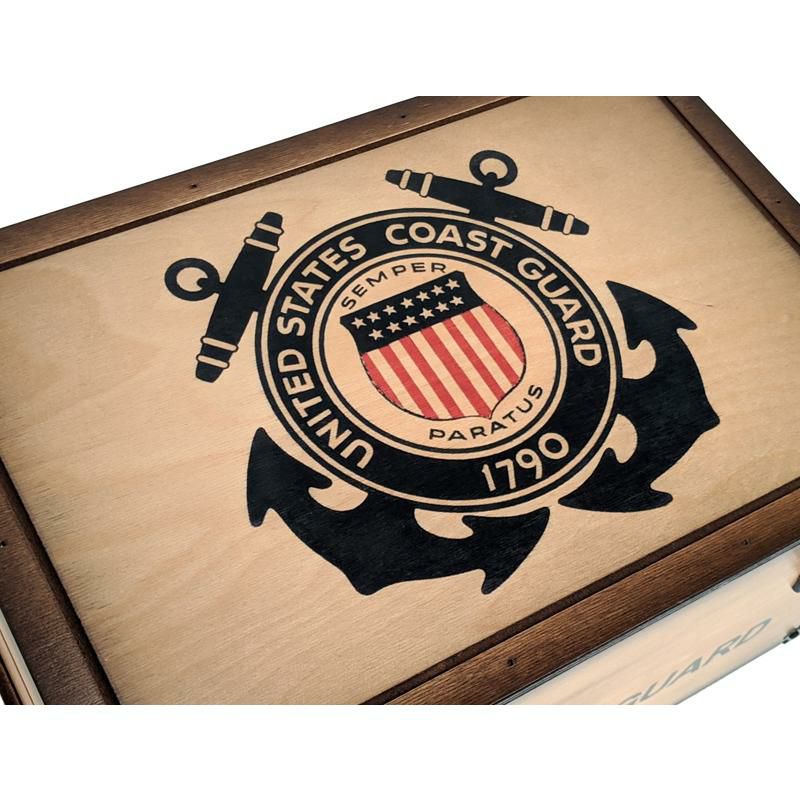 木箱アメリカ製コーストガード沿岸警備隊フットロッカーボックスRelicWoodCoastGuardKeepsakeFootlocker
