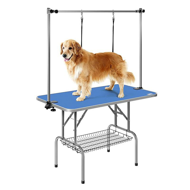 ペットグルーミングテーブルラージ大きい台犬トリマーDEStar45x24InchCollapsiblePetGroomingTablewithAdjustableHeightArm,NooseandMeshTrayforLargeDogsupto265Lbs