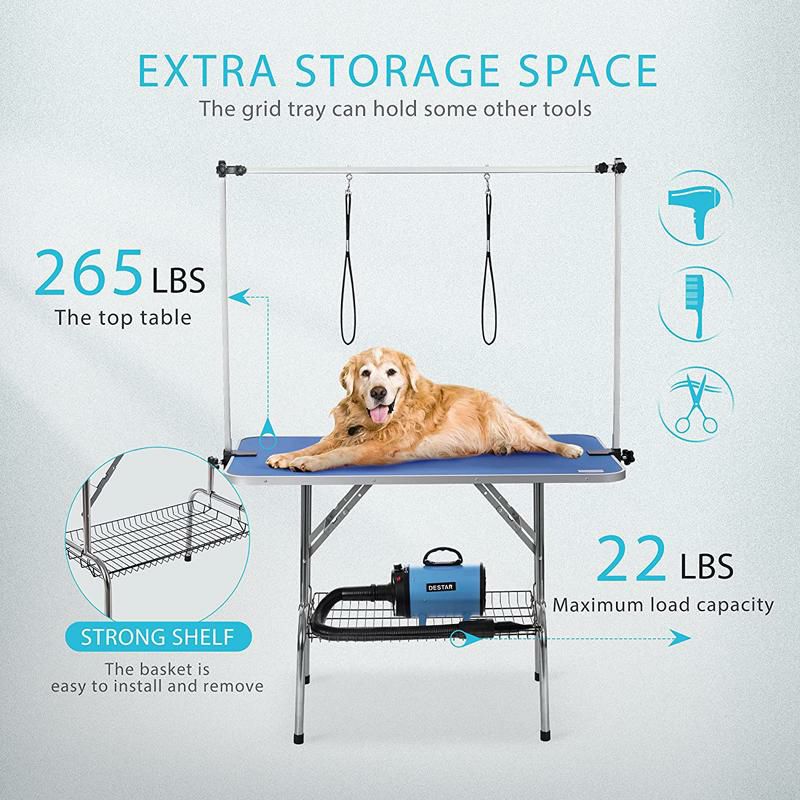 ペットグルーミングテーブルラージ大きい台犬トリマーDEStar45x24InchCollapsiblePetGroomingTablewithAdjustableHeightArm,NooseandMeshTrayforLargeDogsupto265Lbs