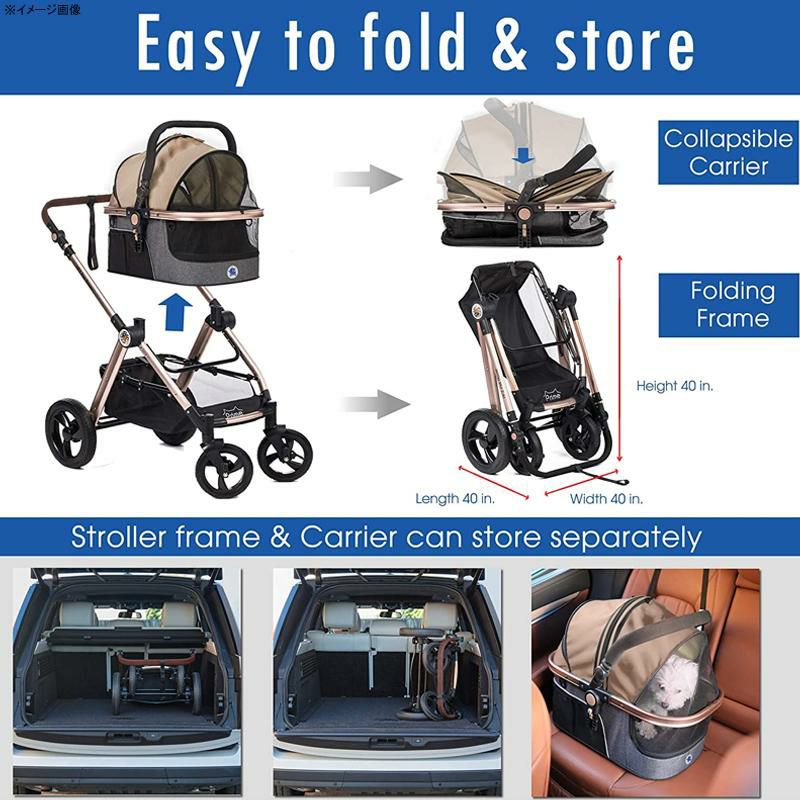 3-in-1ペット用カートキャリーカーシートドッグキャット犬猫HPZPetRoverPrime3-in-1LuxuryDog/Cat/PetStroller(TravelCarrier+CarSeat+Stroller)withDetachCarrier/Pump-FreeRubberTires/AluminumFrame/ReversibleHandle