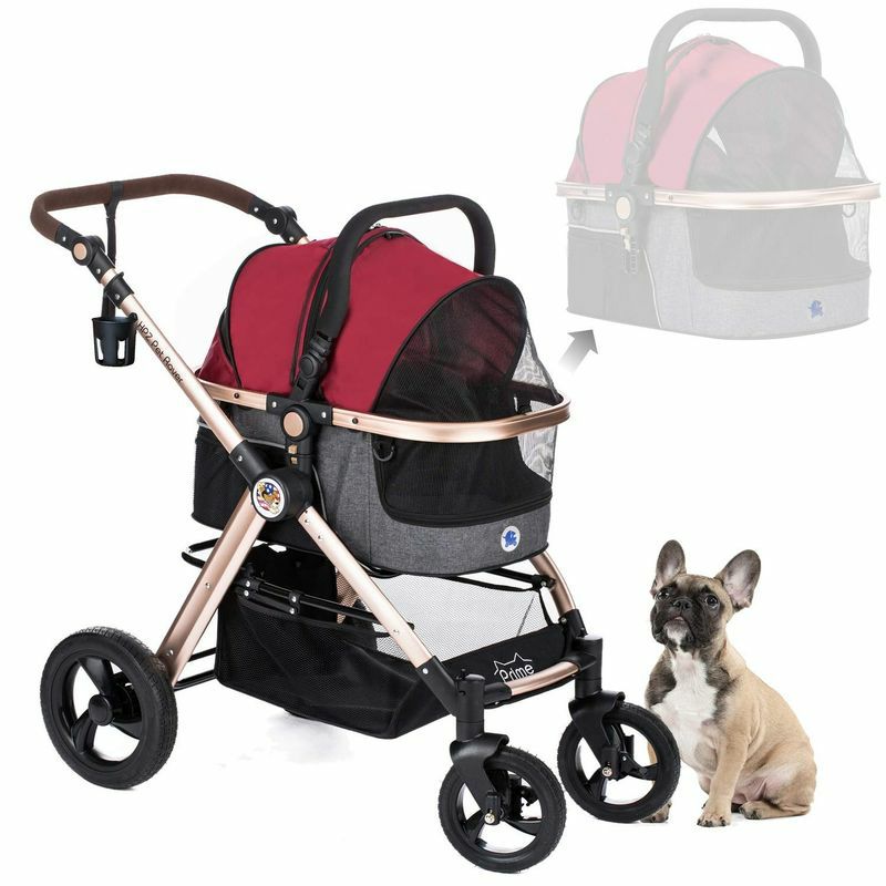 3-in-1ペット用カートキャリーカーシートドッグキャット犬猫HPZPetRoverPrime3-in-1LuxuryDog/Cat/PetStroller(TravelCarrier+CarSeat+Stroller)withDetachCarrier/Pump-FreeRubberTires/AluminumFrame/ReversibleHandle