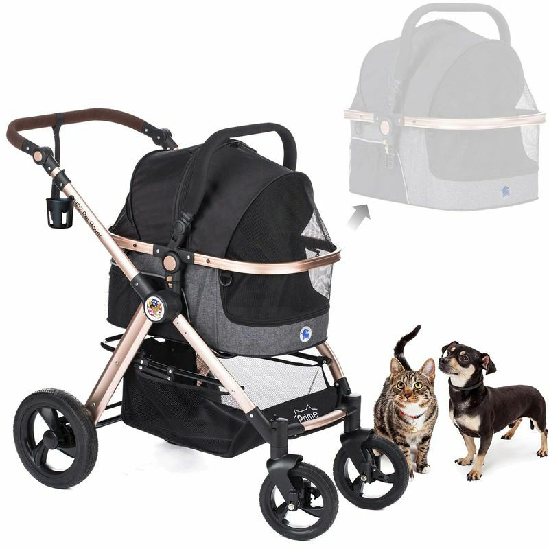 3-in-1ペット用カートキャリーカーシートドッグキャット犬猫HPZPetRoverPrime3-in-1LuxuryDog/Cat/PetStroller(TravelCarrier+CarSeat+Stroller)withDetachCarrier/Pump-FreeRubberTires/AluminumFrame/ReversibleHandle