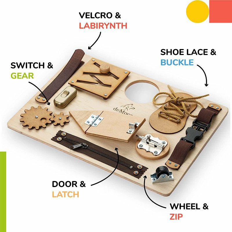 モンテッソーリビジーボード木製幼児教育学習おもちゃMontessoriBusyBoardforToddlers-WoodenSensoryToys