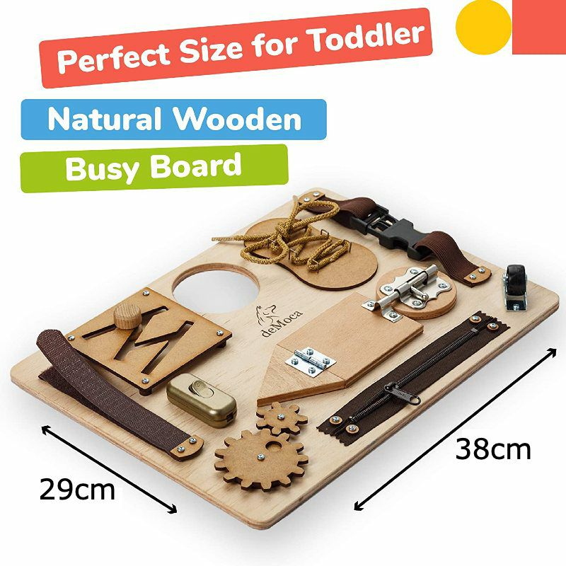 モンテッソーリビジーボード木製幼児教育学習おもちゃMontessoriBusyBoardforToddlers-WoodenSensoryToys