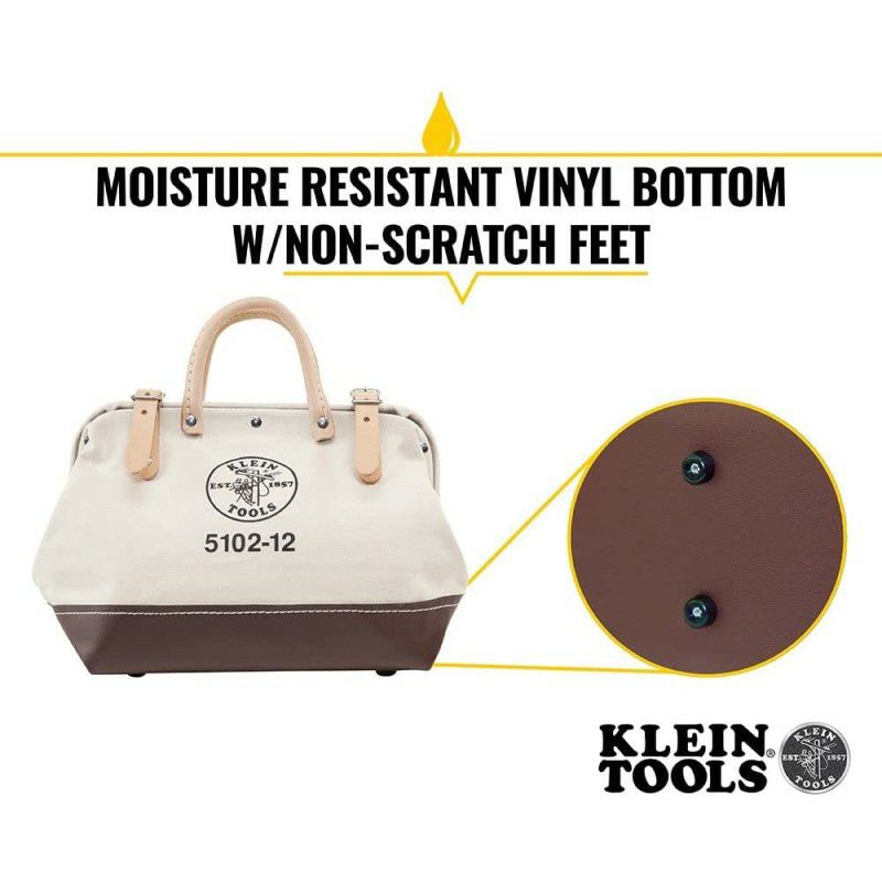 デラックスキャンバスバッグナチュラルツールバックトートバックKleinToolsHeavyDutyNaturalCanvasToolBag,ToolTote,Multi-PurposeBagwithWideHingedOpeningandLeatherHandles