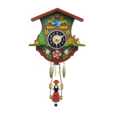 ミニ 壁掛け時計 ドイツ製 からくり時計風 ウォールクロック 10cm ブランコ Engstler Battery-operated Clock 110SQ