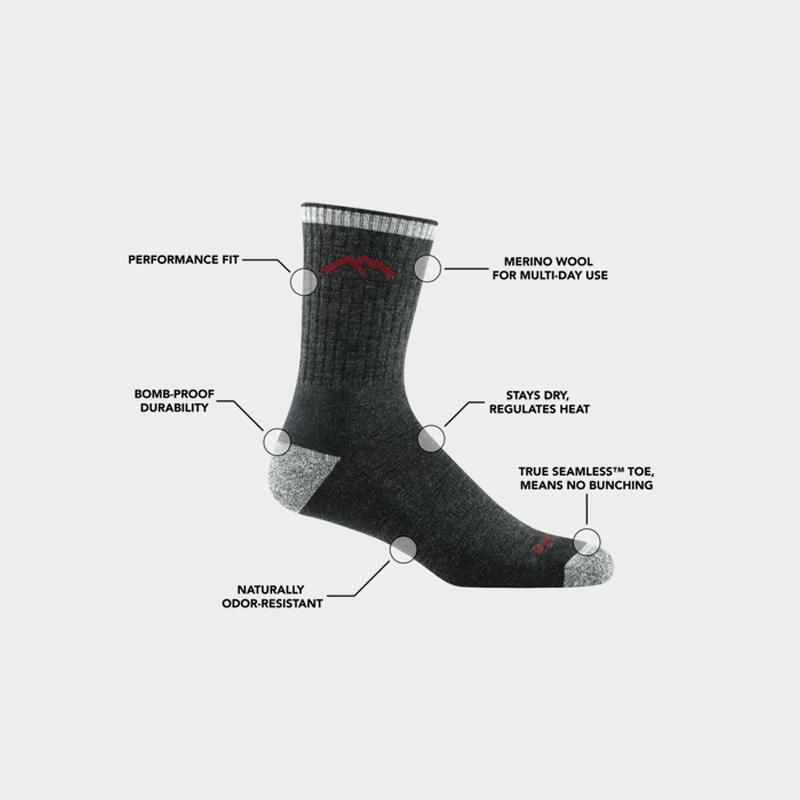 靴下メンズハイキングソックス男性用アメリカ製DarnToughMEN'SHIKERMICROCREWMIDWEIGHTHIKINGSOCK