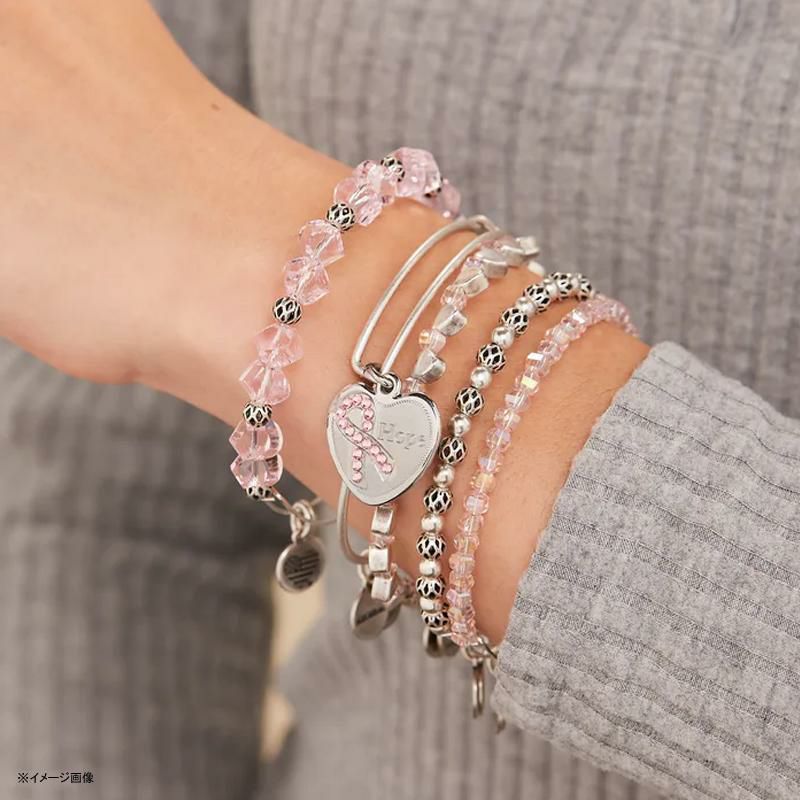 チャームバングル5個セットブレスレットビーズピンクハートニッケルフリーAlexandAniHope'PinkRibbonCharmBangle,Setof5