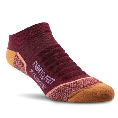 アメリカ製 ダマスカスソックス くるぶし スニーカー 靴下 クッション メリノウール 防臭 防菌 プラム Farm to FeetDamascus LOW CUT Light Targeted Cushion Plum