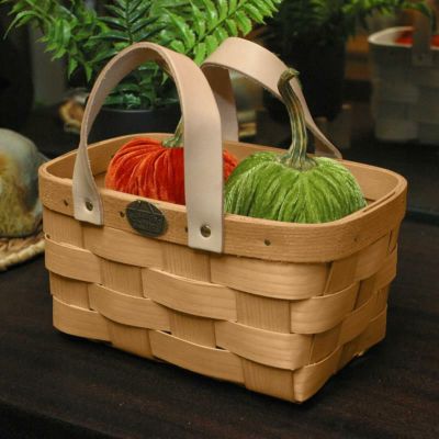 キャディーバスケットレザー革ハンドルアメリカ製COUNTERTOPTOTEPeterboroLeatherHandledWoodenCaddyBasket