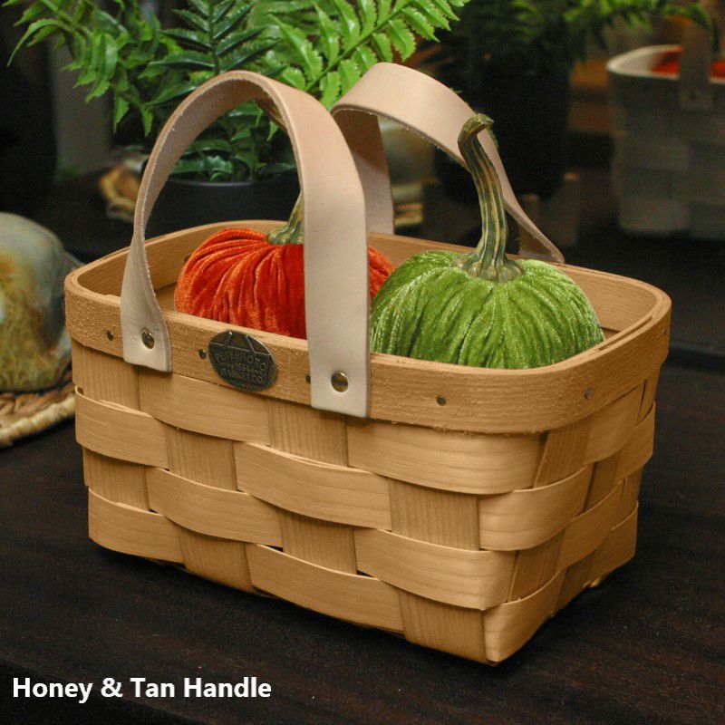 キャディーバスケットレザー革ハンドルアメリカ製COUNTERTOPTOTEPeterboroLeatherHandledWoodenCaddyBasket