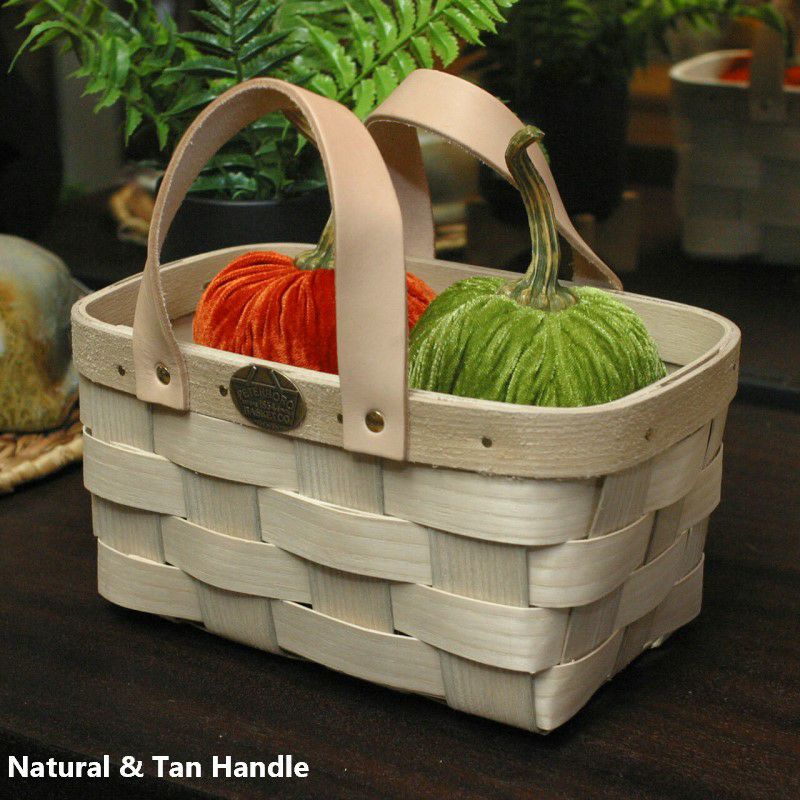 キャディーバスケットレザー革ハンドルアメリカ製COUNTERTOPTOTEPeterboroLeatherHandledWoodenCaddyBasket