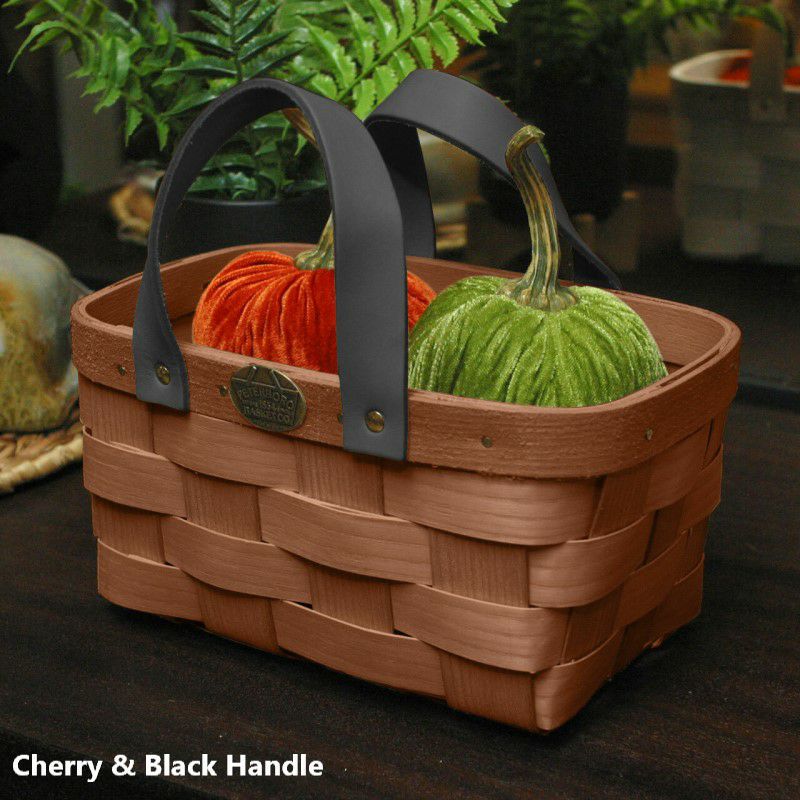 キャディーバスケットレザー革ハンドルアメリカ製COUNTERTOPTOTEPeterboroLeatherHandledWoodenCaddyBasket