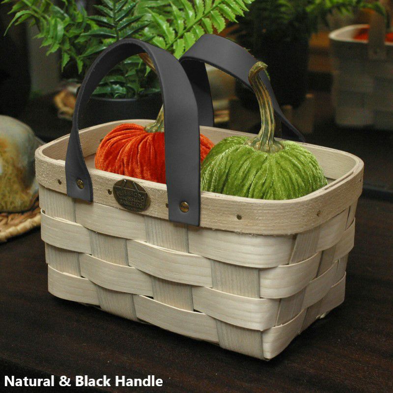 キャディーバスケットレザー革ハンドルアメリカ製COUNTERTOPTOTEPeterboroLeatherHandledWoodenCaddyBasket