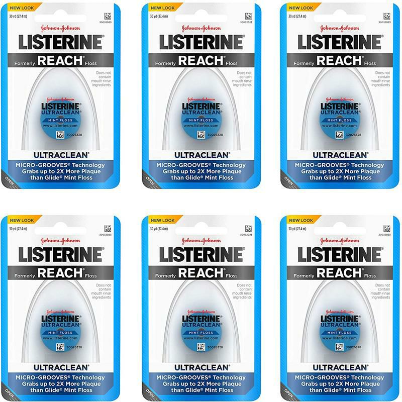 リステリンウルトラクリーンデンタルフロスオーラルケアミントフレーバー27.4m6個セットListerineUltracleanDentalFloss,OralCare,Mint-Flavored,30Yards(packof6)