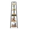 コーナーシェルフ木製ラック5段棚ディスプレイSpringSun5-TierCornerLadderWoodShelf,DisplayRackMultipurposeBookshelfandPlantStandforLivingRoomandOffice