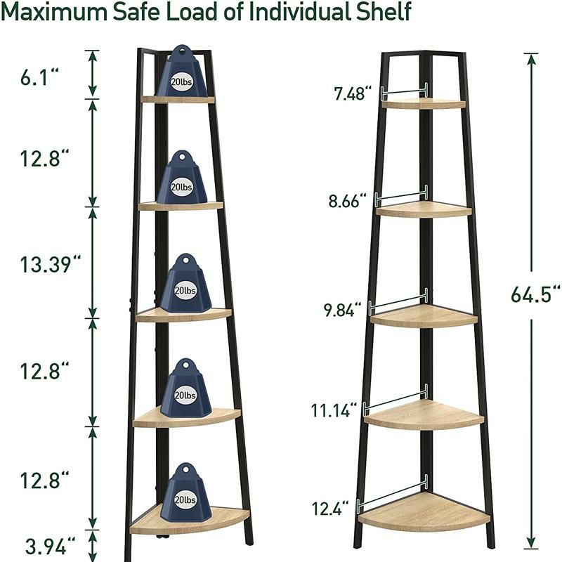 コーナーシェルフ木製ラック5段棚ディスプレイSpringSun5-TierCornerLadderWoodShelf,DisplayRackMultipurposeBookshelfandPlantStandforLivingRoomandOffice