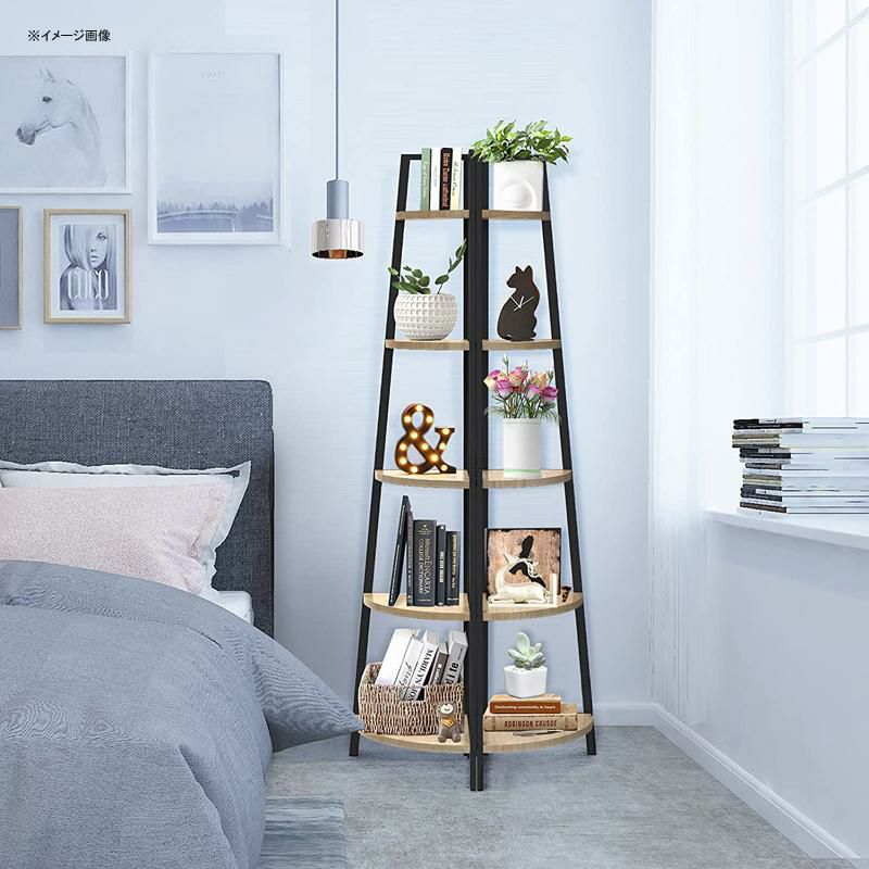 コーナーシェルフ木製ラック5段棚ディスプレイSpringSun5-TierCornerLadderWoodShelf,DisplayRackMultipurposeBookshelfandPlantStandforLivingRoomandOffice