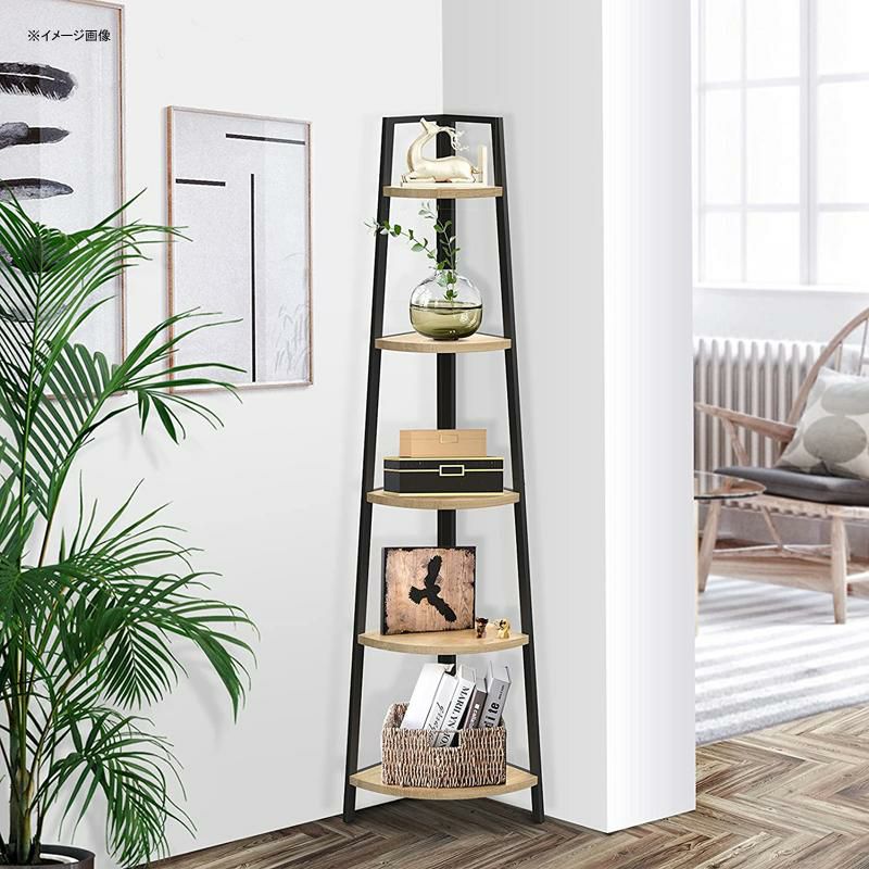 コーナーシェルフ木製ラック5段棚ディスプレイSpringSun5-TierCornerLadderWoodShelf,DisplayRackMultipurposeBookshelfandPlantStandforLivingRoomandOffice