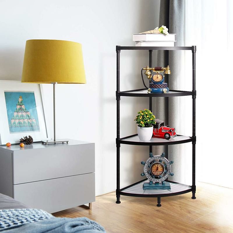 コーナーシェルフメタルラック4段棚ディスプレイ4-TierCornerShelf,MetalStorageShelves,HeavyDutyHeightAdjustableSteelOrganizerRackforKitchen/Garage/Bathroom/Laundry