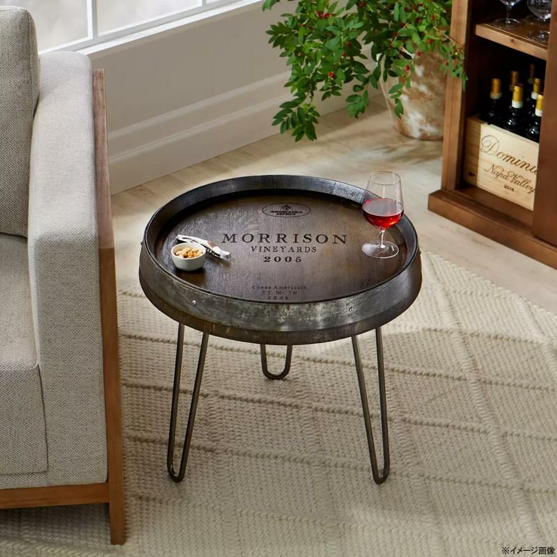 ワイン樽デザインテーブル直径61cmアメリカ製WineEnthusiastWineBarrelHeadEndTable(EbonyStain)