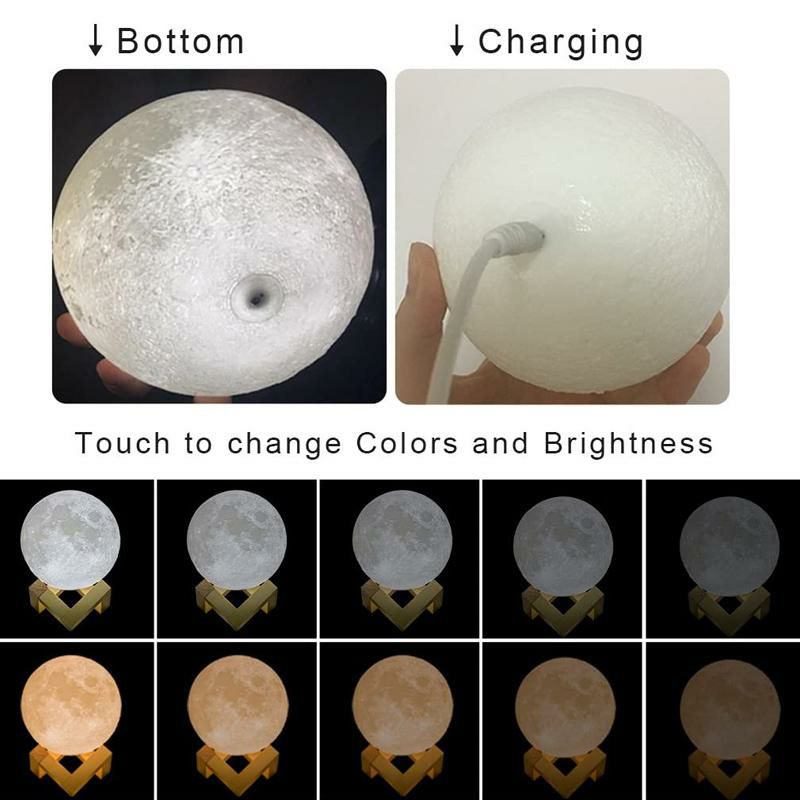 ムーンランプ月充電式ライトMydethunMoonLampMoonLightNightLightforKidsGiftforWomenUSBChargingandTouchControlBrightnessWarmandCoolWhiteLunarLamp(5.9inch)