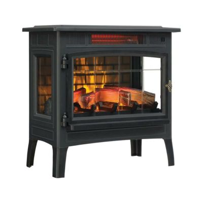 暖炉型 ヒーター 3D 赤外線 電気 ストーブ リモコン付 Duraflame 3D Infrared Electric Fireplace Stove with Remote Control - Portable Indoor Space Heater - DFI-5010 (Black) 家電