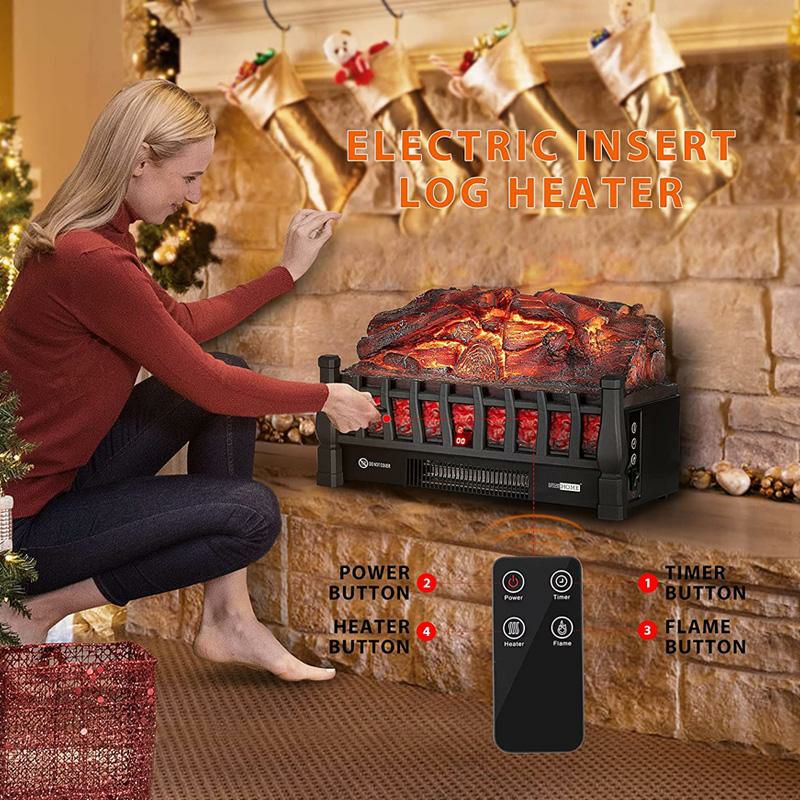 暖炉型ヒーター赤外線電気ストーブリモコン付VIVOHOME110VElectricFireplaceInsertLogQuartzRealisticEmberBedFanHeaterwithInfraredRemoteControllerBlack家電