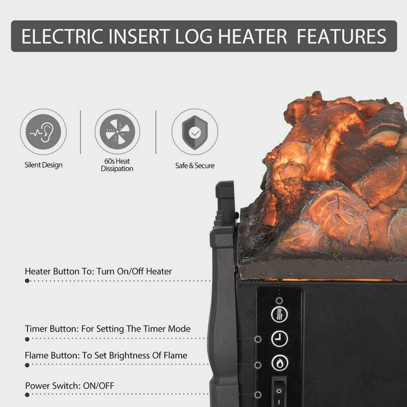 暖炉型ヒーター赤外線電気ストーブリモコン付VIVOHOME110VElectricFireplaceInsertLogQuartzRealisticEmberBedFanHeaterwithInfraredRemoteControllerBlack家電