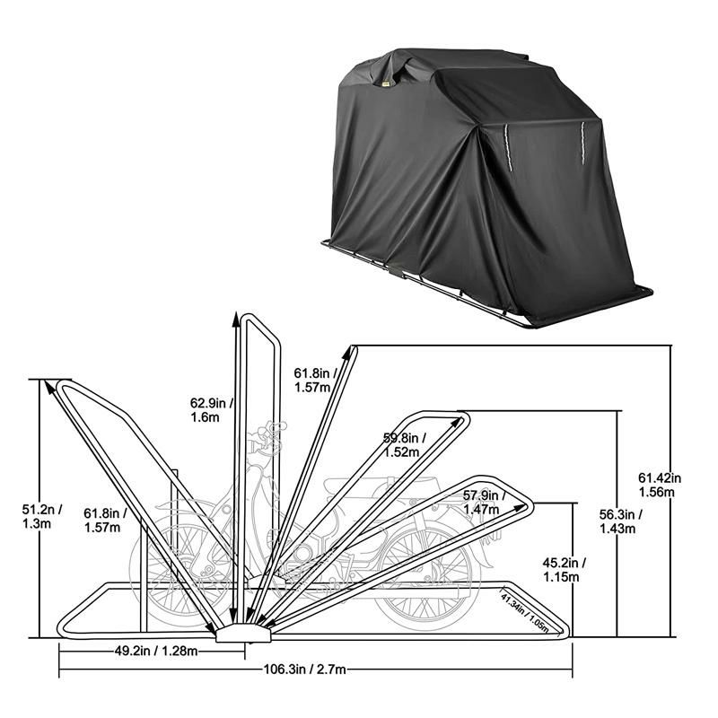 バイクテントカバーオートバイスクーター小屋折りたたみガレージ防水MophornMotorcycleShelterShedStrongFrameMotorbikeGarageWaterproof106.5InchX41.5InchX61InchMotorbikeCoverTentScooterShelter120055HoodsforVehicles