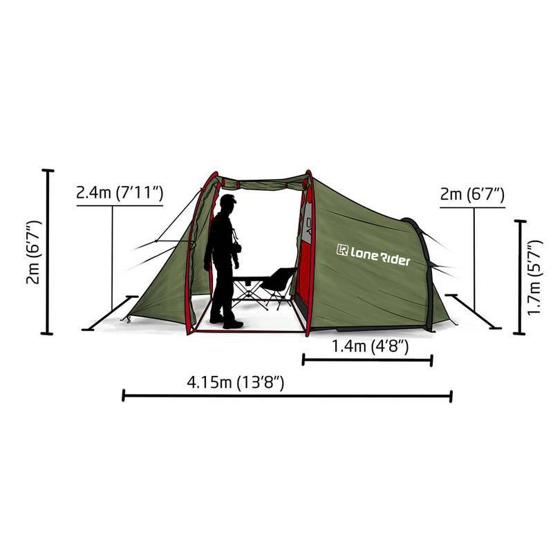 モトテントバイク置き場スペース付テントローンライダーオートバイ駐車～2人防水バイカーツーリングLoneRiderMotoTent