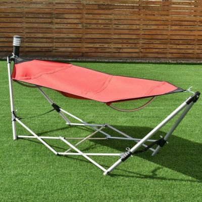 ハンモック スタンド付 シングル 1人 110kgまで Arlmont & Co. Zadie Portable Folding Steel Frame Camping Hammock with Stand