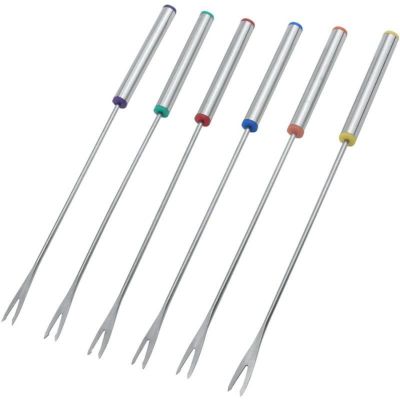 フォンデュフォーク ステンレス 耐熱ハンドル 24cm 6本セット Antrader 6 Pack Stainless Steel Fondue Forks, Barbecue Color Coding Cheese Fondue Forks for Chocolate Fountain Cheese Fondue Roast Marshmallow