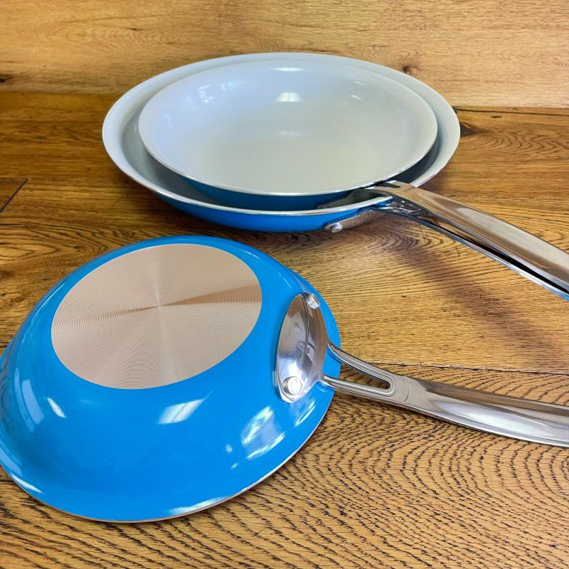 フライパン20cm,25cm,30cmセラミックPFASフリー,PFOAフリー食洗機OKMaya's3PieceCeramicNonstickFryingPanSet,CookwareSet,8Inch,10Inch,12Inch,DishwasherSafe