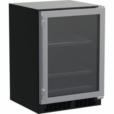 冷蔵庫 アンダーカウンター ビルトイン ガラスドア マーベル 350ml缶 162本 ワイン18本 オフィス カフェ 事務所 かっこいい おしゃれ ステンレス 幅60cm Marvel 24 Inch Built-In Beverage Center with 162 Can and 