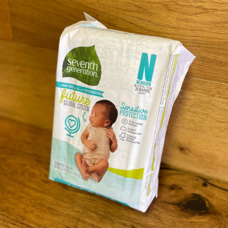 セブンスジェネレーション新生児用オムツ144枚敏感肌SeventhGenerationBabyDiapers,Free&ClearforSensitiveSkinwithAnimalPrints,Newborn,144count