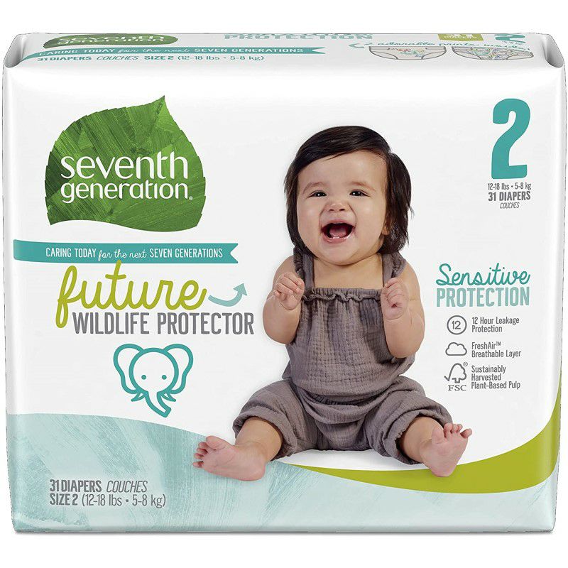 オムツ5-8kg向け敏感肌用31枚プリントセブンスジェネレーション2個セットSeventhGenerationBabyDiapers,Size2,31countforSensitiveSkin