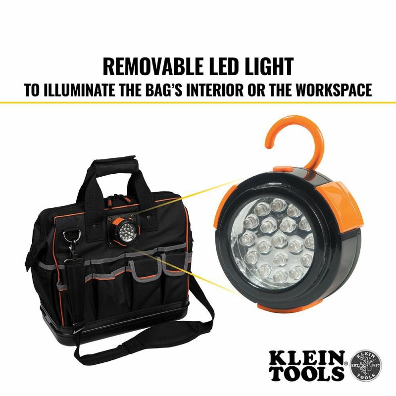 クラインツールLEDライト付き31ポケット工具バッグKleinToolsToolBag,TradesmanProLightedToolBag,31Pockets