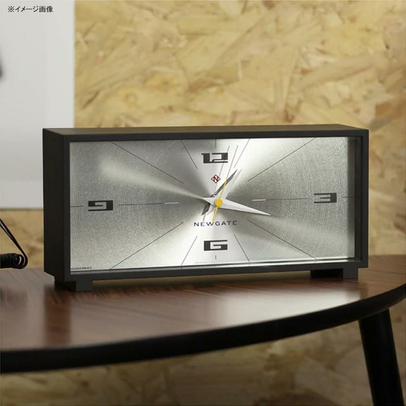 ニューゲート置き時計スクエア四角アルミシルバーNewgateThunderbirdMantelMAN/THUN675CKMid-CenturyModernMantelClock|Black&SpunAluminiumDial