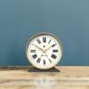ニューゲート置き時計丸ブラスゴールドレトロNewgateTheHotelHOTE455BGYRomanNumeralAlarmClock|Silent'NoTick'|DarkGrey&BrassEffectBezel