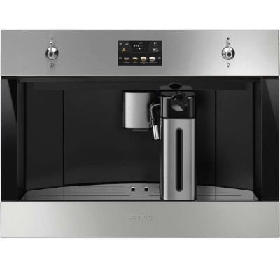 スメッグ ビルトイン コーヒーメーカー ステンレス ミルクフォーマー付き ステンレス Smeg 24 Inch Built-In Fully Automatic Coffee Machine with Milk Frother CMSU4303X 家電